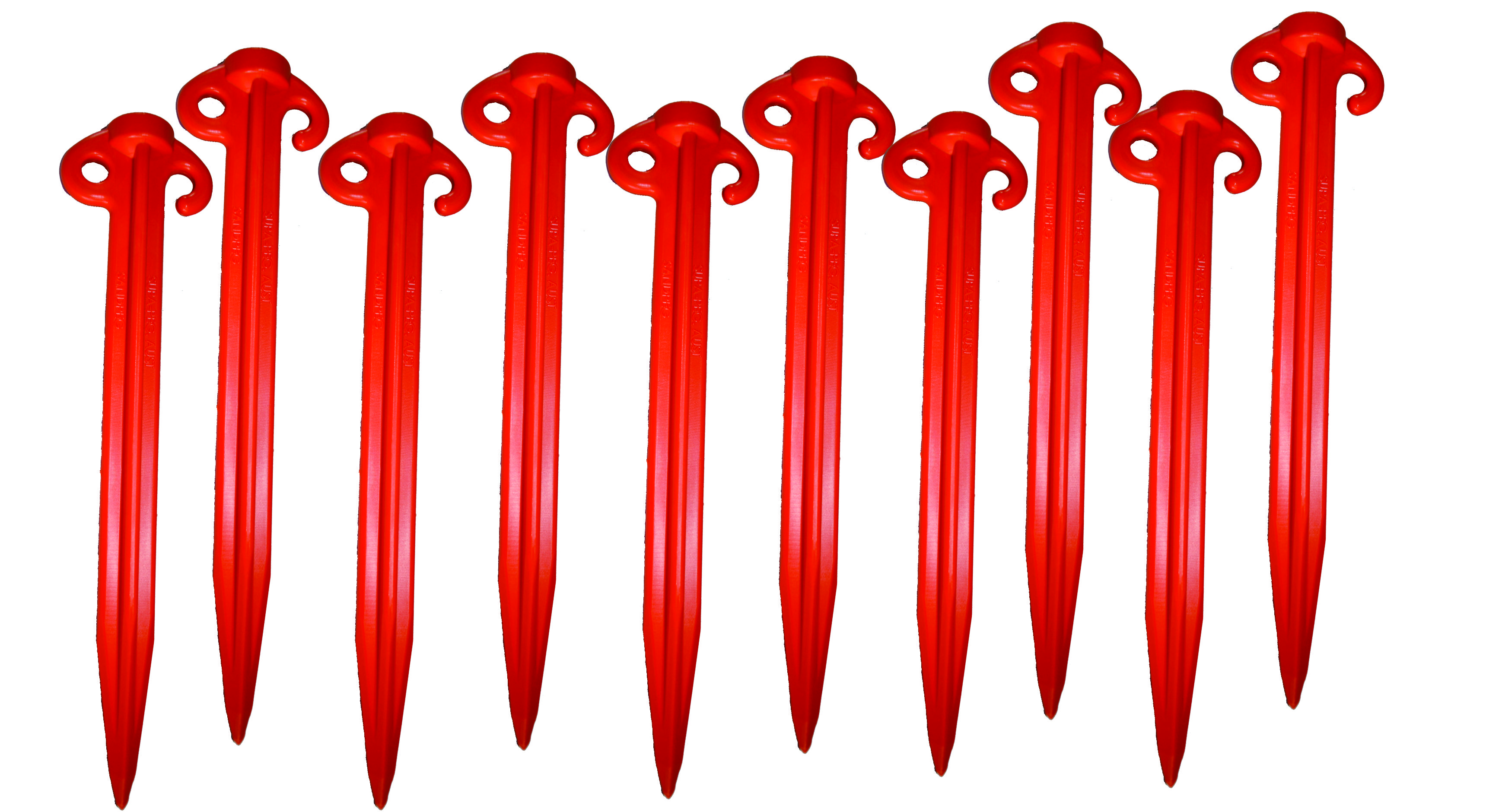 Pack of 10x300mm Orange Heavy Duty Sand Soft Soil Camping Pegs