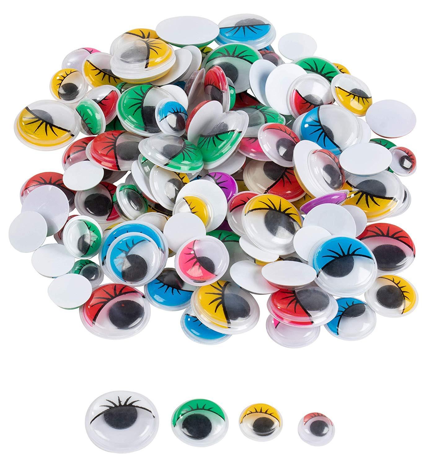 Colorful wiggle eyes for toy craft 100pcs assorted color and size