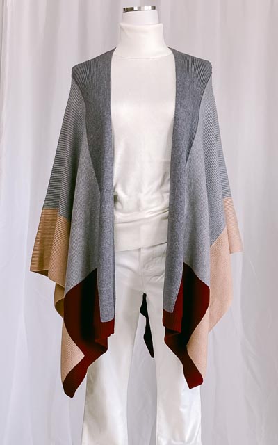 Aspen Color Block Poncho Shawl