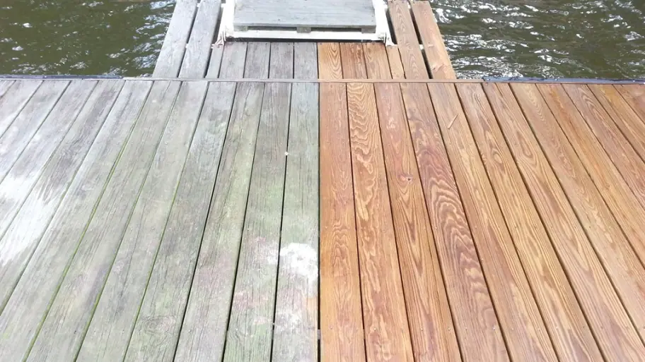 Deck Before & After using Deck Wash!