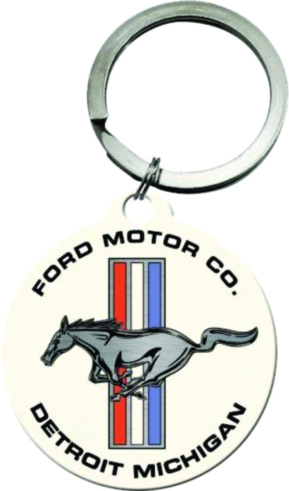 Ford Mustang Round Horse & Stripes Logo Keyring Ford Licensed