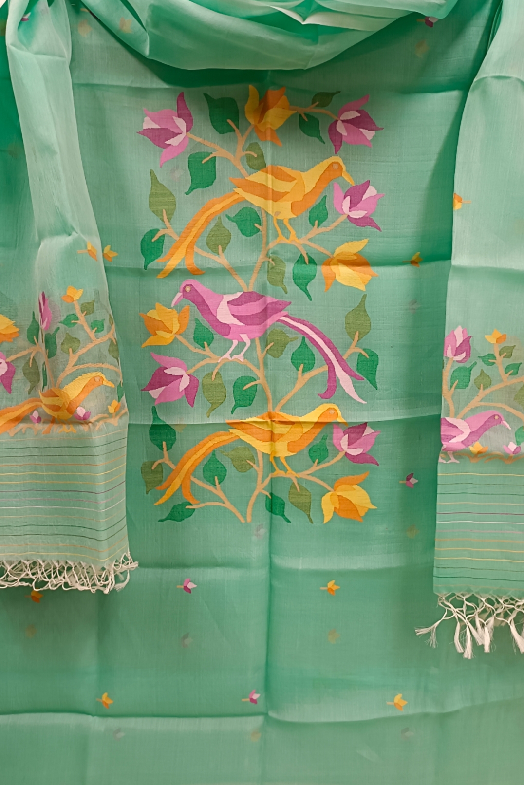 Sea Green muslin silk Dhakai Jamdani 2 piece Kurta Set 