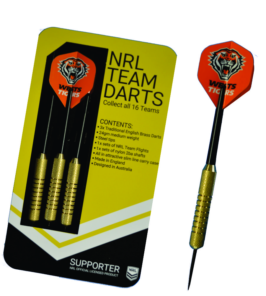 West Tigers New Design NRL Set of 3 Traditional English Brass Darts