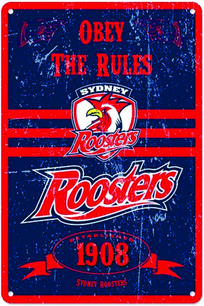 Sydney Roosters NRL Retro Metal Sign Tin Wall Sign