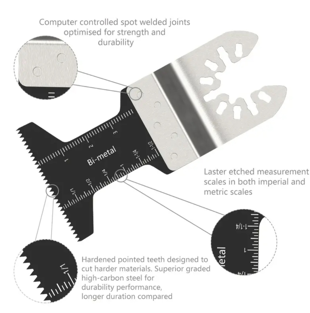 Oscillating tool blade characteristics