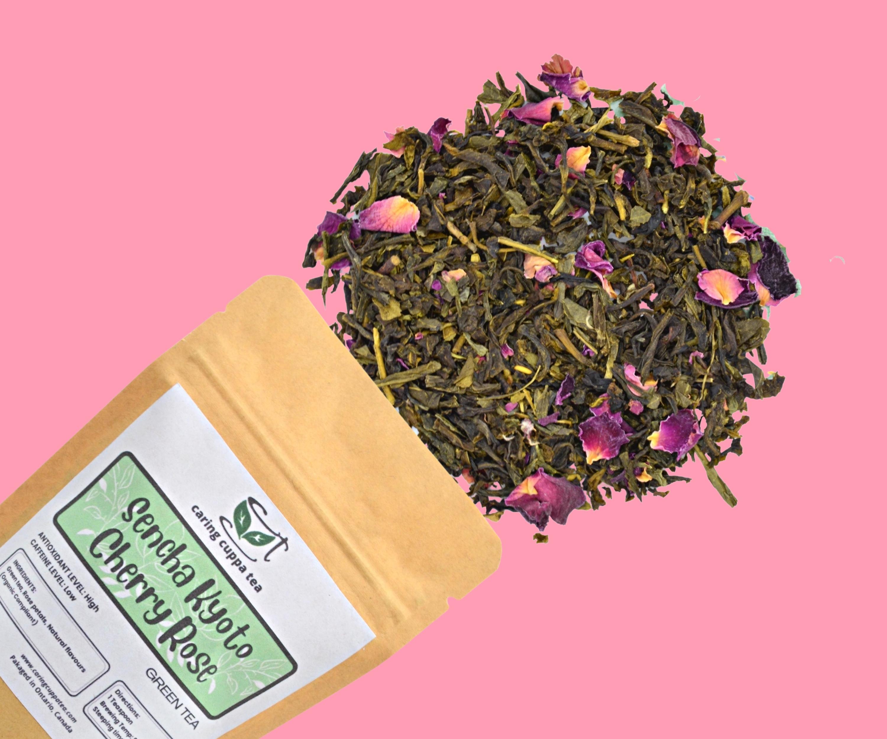 Sencha Kyoto Cherry Rose Tea - Caring Cuppa Tea