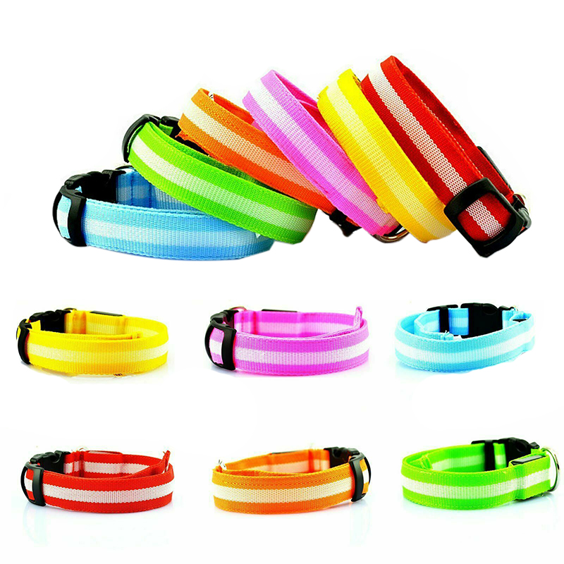 LED Glowing Dog Collar USB Rechargeable Safety Pet Collars Nylon Glow Luminous Flashing Light Up