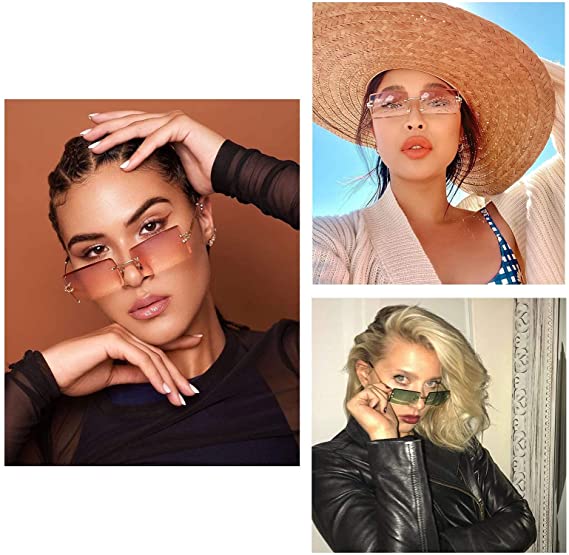 Women square rimless sunglasses