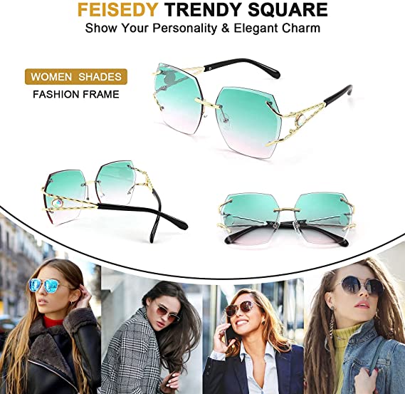 Oversized square rimless sunglasses