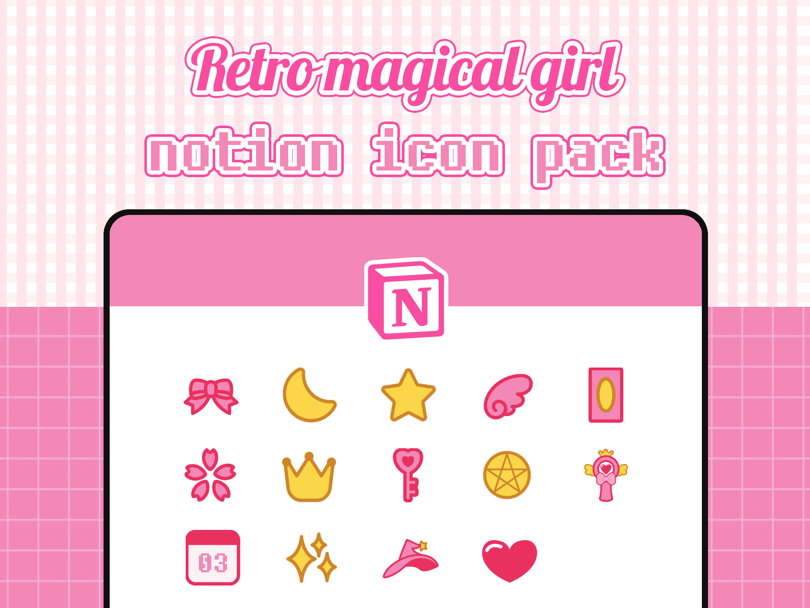 Retro Magical Girl Notion Icon Pack Loraticon aesthetic pink