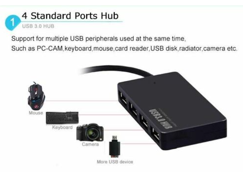 USB3.0 Hub 4 Port High Speed Slim Compact Expansion Splitter