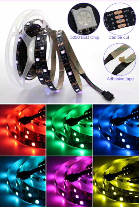 USB RGB LED Strip Light 5050 5V 500CM TV Back LED Color Changing With 24 IR Remote
