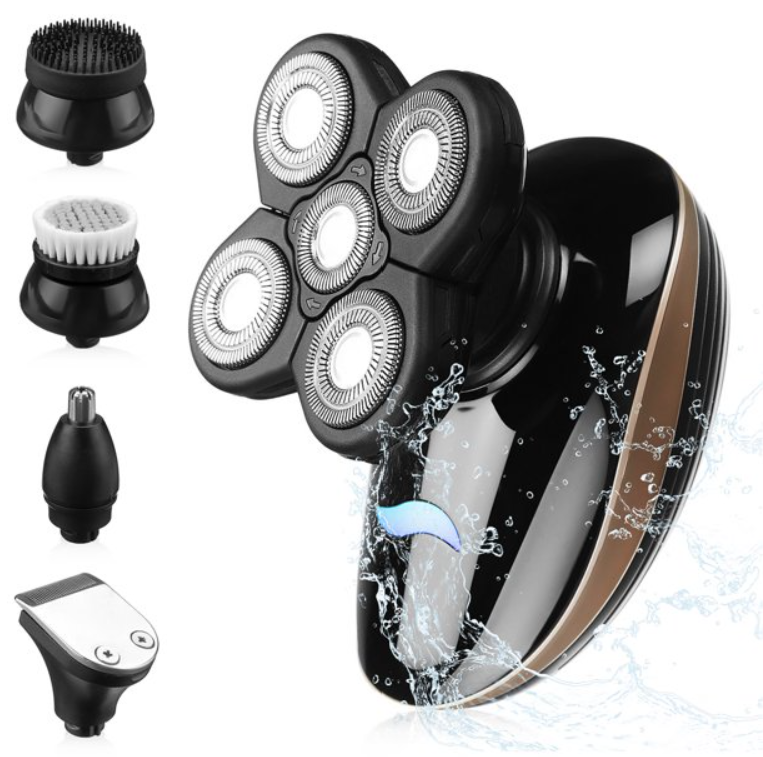 4D Rechargeable Electric Razor Shaver 5-in-1 Rotary Shavers Grooming Kit Waterproof Cordless Hair Trimmer Bald Head