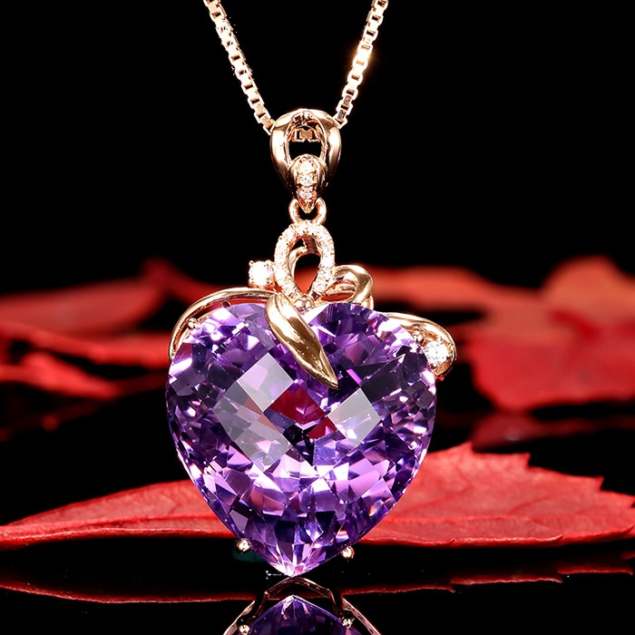 Heart Shaped Amethyst Pendant Necklace