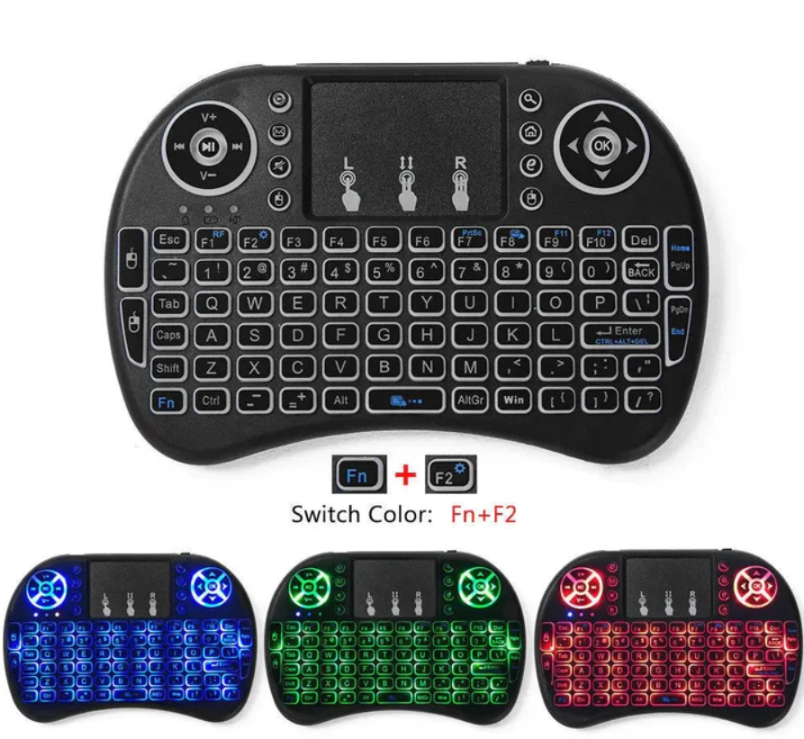 Mini Wireless QWERTY Keyboard Touchpad Remote With RGB Backlight For TV/PC/Android/SNU