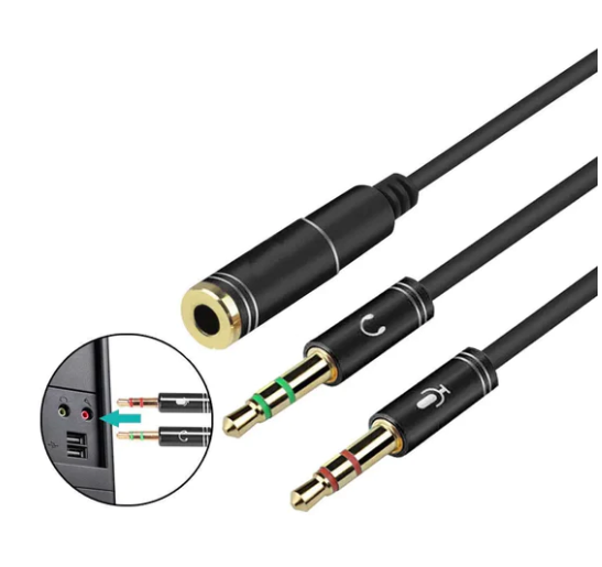 3.5mm Jack Audio Splitter Microphone Headset Cable Female to 2 Male Headphone Mic Aux Extension