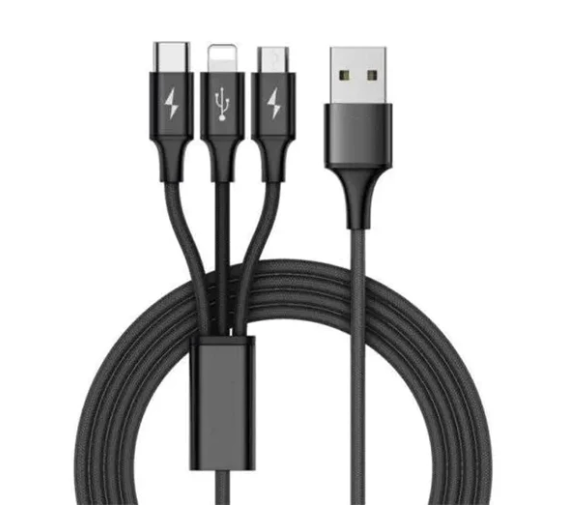 3in1 Micro USB, Type C Charging Cable with Apple-Compatible Adapter