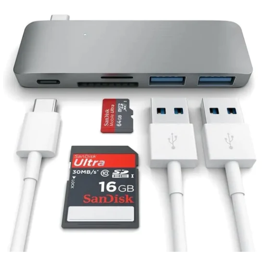 TypeC PassThrough USB Hub USB 3.0 3 in 1 Combo Hub for MacBook 12-Inch with USB-C Charging