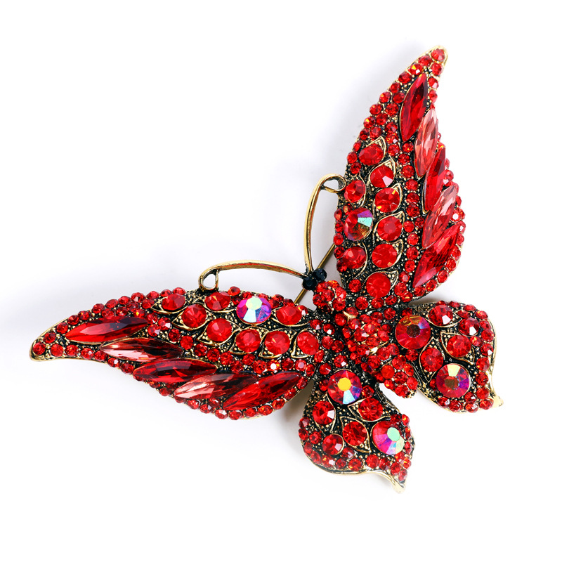 elegant brooches for women of a crystal red butterfly brooch