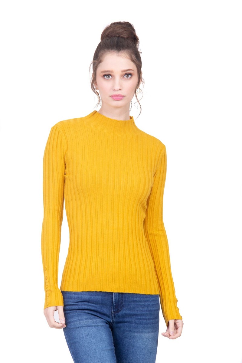 Suéter amarillo cuello mock Ciudadela