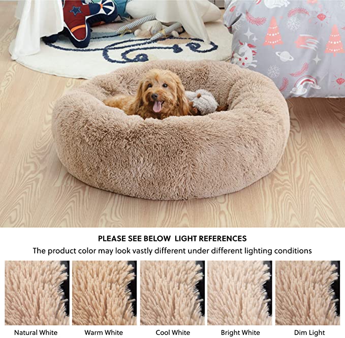 Calming plush dog bed