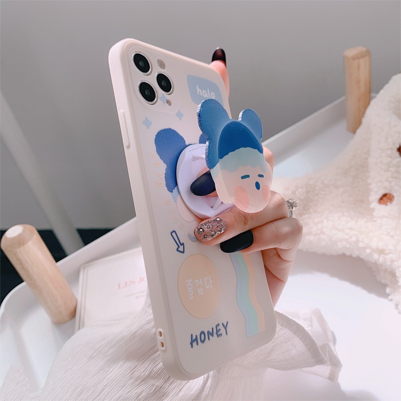 Cute iPhone case with a Korean cartoon holder