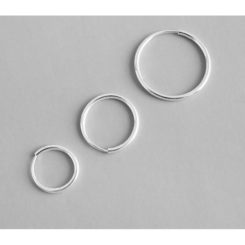 925 Sterling Silver Thin Circle Hoop Earrings
