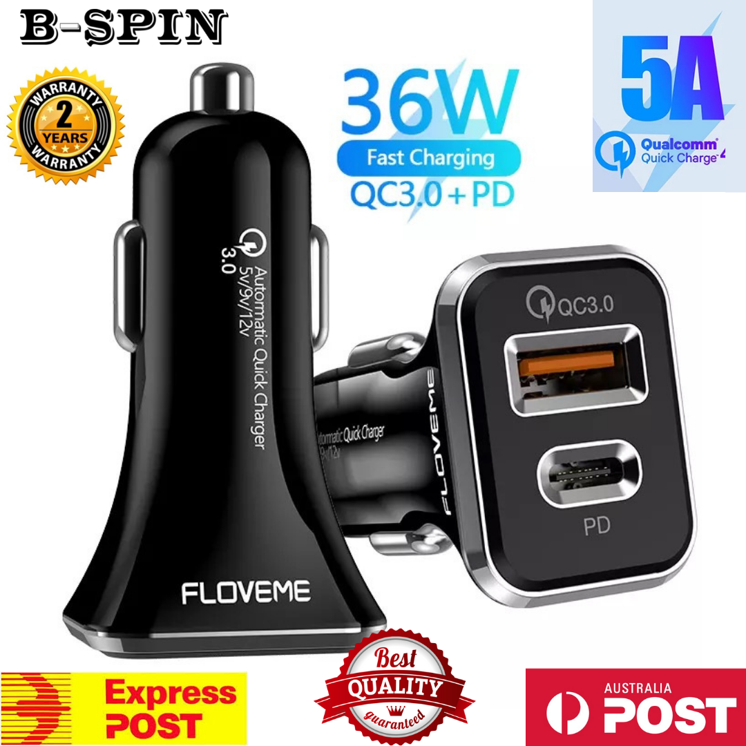 USB Car Charger Socket PD Type C and QC 3.0 Quick Charger