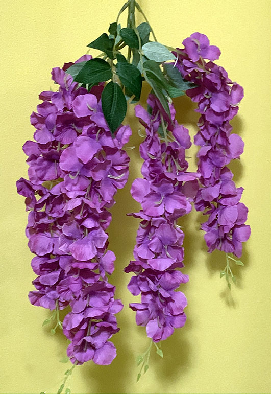 20 inch Artificial Silk Wisteria Branch x 5 Blooming Stems in Lavender